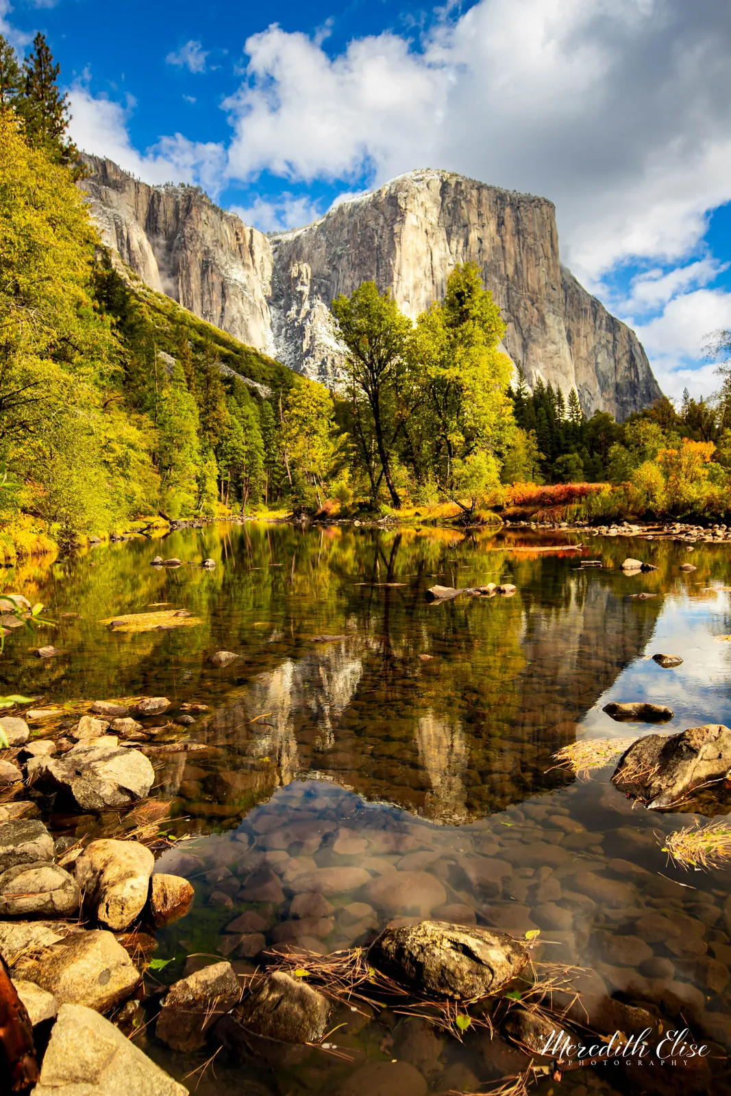 El Capitan and autumn foliage reflected in the clear Merced River — Yosemite Valley California fine art print